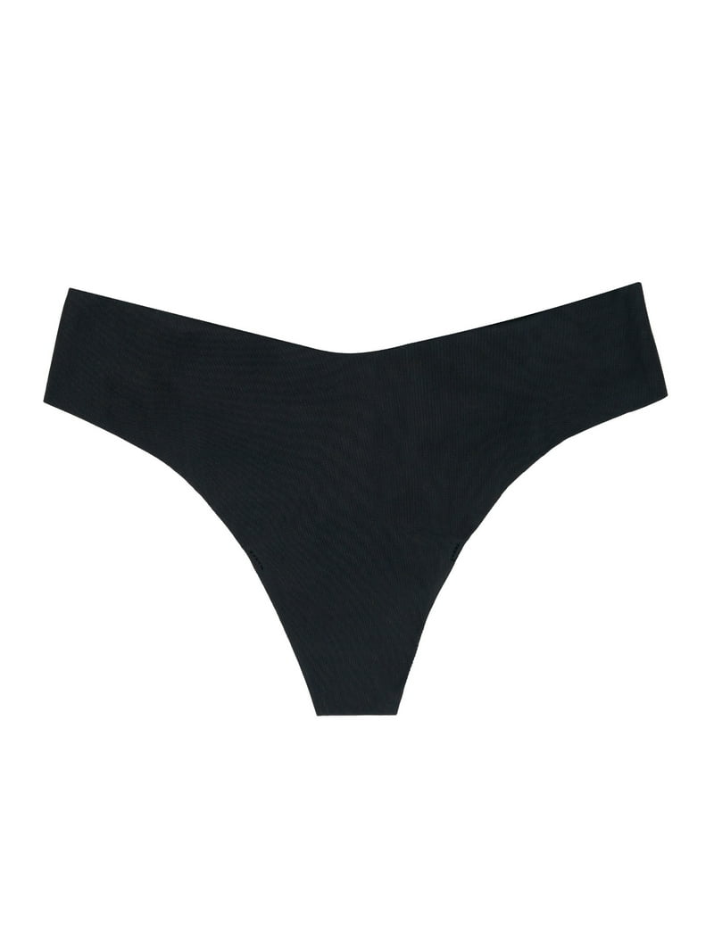 Joyspun Women's No Show Freecut Thong Panties, 5-Pack, Sizes