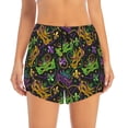 thumbnail image 2 of Xecao's Mardi Gras Surface for a double-layer running short for women, perfect for gym, tennis, and more, featuring a convenient pocket., 2 of 9