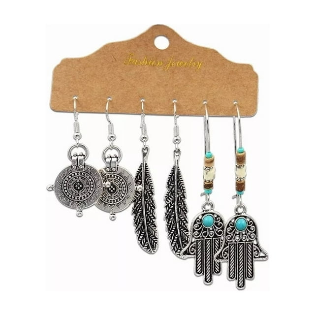 Pack de 12 pares de pendientes vintage bohemios para mujeres y niñas