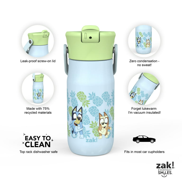 Zak Designs Bluey 14 ounce Kids Stainless Steel Vacuum Insulated Water  Bottle, Bluey and Friends