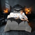 thumbnail image 3 of Homewish Halloween Bat Twin Comforter Sets, Gothic Animal Bedding Set, Gray Black, Pumpkin Bat Reversible, 2 Pieces 1 Comforter and 1 Pillowcase, 3 of 5