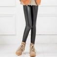 thumbnail image 2 of EnJoCho Kids Girls PU Fa𝗎x Leather Leggings Skinny Stretchy Fleec𝖾 Lined Ankle Length Pants Winter Warm Lightweight Trousers Casual Fashion Thermal Warmth Bottoms, 2 of 8