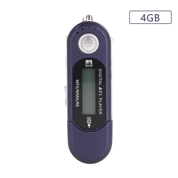 DEBGFS Lecteur Mp3 USB Stick 4GB Lecteur de Musique Supporte Pile AAA Remplaçable (Non Incluse) Enregistrement Radio FM Extensible jusqu'à 32GB, Bleu