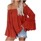 thumbnail image 1 of HongQid Womens Off The Shoulder Long Bell Sleeve Tops Flared Casual Loose Blouse, 1 of 6