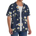 thumbnail image 4 of Xecao offers the Daisies Flowers for Men's Casual Short-sleeved Shirt, a button-up collared shirt with a pocket, perfect for beach vacations and yacht travel in the XX-Large size., 4 of 7