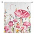 thumbnail image 2 of Pink Mushroom Semi Sheer Curtains Drapes for Living Room, Bedroom, French Doors Window 63 Inches Long, Butterfly Flower Moon Country Botanical Rod Pocket Chiffon Curtain Drapery Voile Drape Panel, 2 of 6