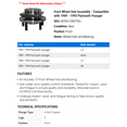 thumbnail image 2 of Front Wheel Hub Assembly - Compatible with 1989 - 1995 Plymouth Voyager 1990 1991 1992 1993 1994, 2 of 2