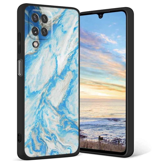 Compatible with Samsung Galaxy A12 Phone Case, Blue Marble s Men Case Men Women, Flexible Silicone Shockproof Case for Samsung Galaxy A12