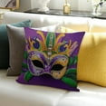 thumbnail image 3 of YILUYINQING Mardi Gras Mask Throw Pillow Cover Buffoon Cartoons Colorful Purple Yellow Green Pillow Covers  Soft Couch Cushion Case for Bedroom Sofa Living Room Home Decor 24x24in, 3 of 5