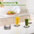 thumbnail image 6 of Yayeee 6 PCS Drink Coasters with Holder Set Woven Absorbent Round Tabletop Hot Pad, Green Night Deer, 6 of 7