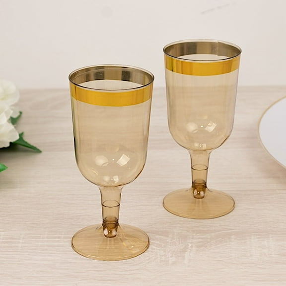Balsa Circle 12 Pieces 5 oz Transparent Gold Rim Disposable Plastic Champagne Flute Glasses