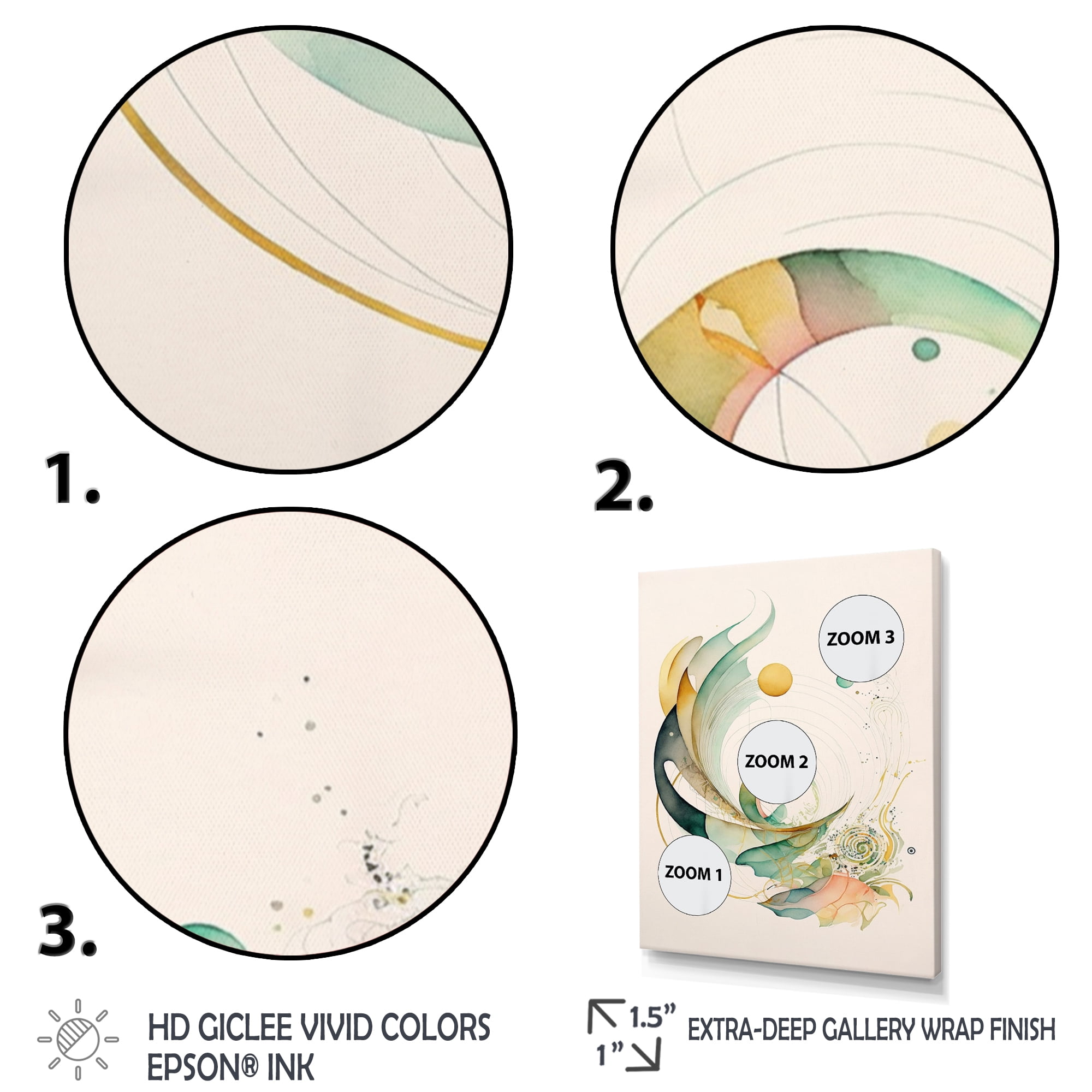 Designart Green Abstract Swirl Canvas Wall Art