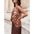 thumbnail image 5 of VISALY Sequin Tops Crew Neck Sequin Sparkle Shimmer Sleeveless Tank Top Fashion Glitter Vest Glitter Camisole Blouses Crop Top Loose Fitted Blouses Going Out Tank Tops Summer Beach Tops Coffee L, 5 of 9