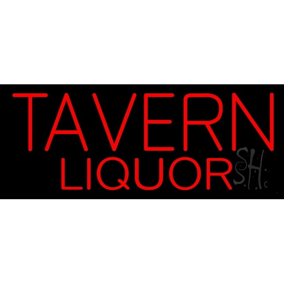 Tavern Liquor LED Neon Sign 13 x 32 - inches, Black Square Cut Acrylic Backing, with Dimmer - Bright and Premium built indoor LED Neon Sign for restaurant window and interior decor.