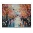 thumbnail image 3 of Designart 'The River Through Orange Autumn Forest' Lake House Print on Natural Pine Wood, 3 of 5