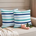 thumbnail image 6 of Outdoor Pillow Covers 20x20 Set of 2, Blue Teal Striped Waterproof Patio Throw Pillow Covers for Couch Sofa Chair, Farmhouse Stripes Simple Art Decorative Pillowcases for Throw Pillows, 6 of 9