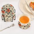 thumbnail image 3 of Yayeee 6 PCS Drink Coasters with Holder Set Woven Absorbent Round Tabletop Hot Pad, Large Red Floral Pattern, 3 of 7