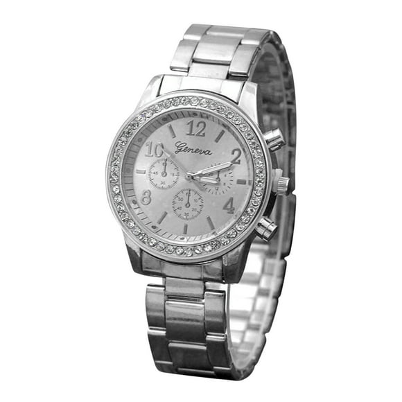 Rbaofujie Accessoires de Mode Montre pour Femme Montre de Mode pour Femme, Montre pour Femme à Diamants Pleine Étoile, Aiguille et Chiffres, Montre à Quartz de Loisirs Montre Freestyle Argent