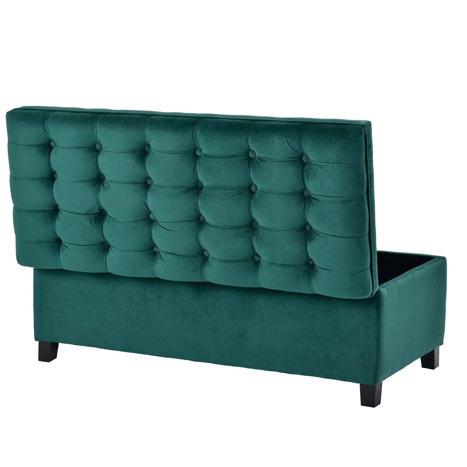 Kadyn Upholstered Flip Top Storage Bench, Storage Ottoman Bench with Button Tufted Top, Folding Chest Foot Rest Stool for Bedroom, Green