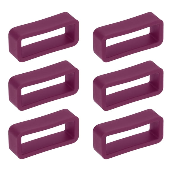 Uxcell 6pcs Watch Band Loops 18mm Silicone Watch Band Keeper Replacement Watch Strap Holder Retainer Wristwatch Strap Fastener Rings, Dark Purple