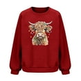 thumbnail image 6 of Waffle Sweatshirts for Womens Christmas Loose Crewneck Long Sleeve Shirts Christmas Cow Printed Sweaters Casual Fashion Xmas Holiday Party Pullover Tops, 6 of 6