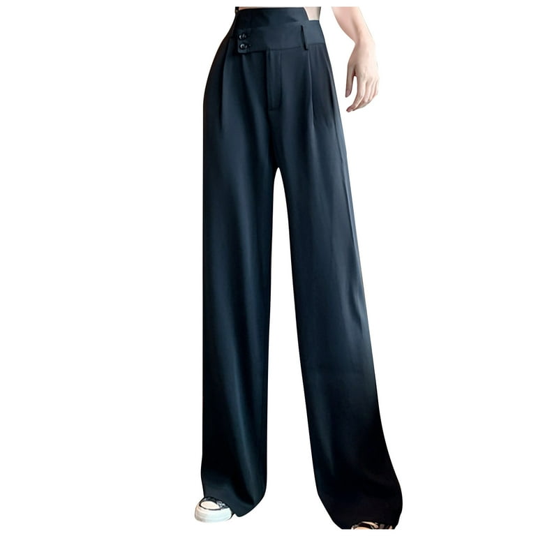 Xinqinghao Baggy Sweatpants For Women Women's Solid High Waisted Pocket  Wide Leg Pants Straight Baggy Trousers Womens Lounge Pants Black XXXXL 