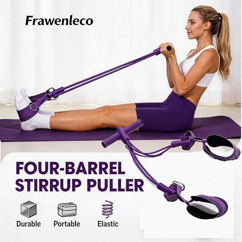 Fitness Resistance Bands with 4 Tube Pedal Ankle Puller, Elastic Yoga Pedal Stretch Band for Exercise, AB Training, Sit Up Equipment