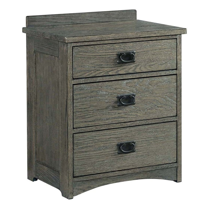Intercon Furniture Oak Park Bedroom 3Drawer Wood Nightstand in Pewter