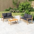 thumbnail image 1 of vidaXL Garden Bench with Dark Grey Cushions Bamboo, 1 of 4