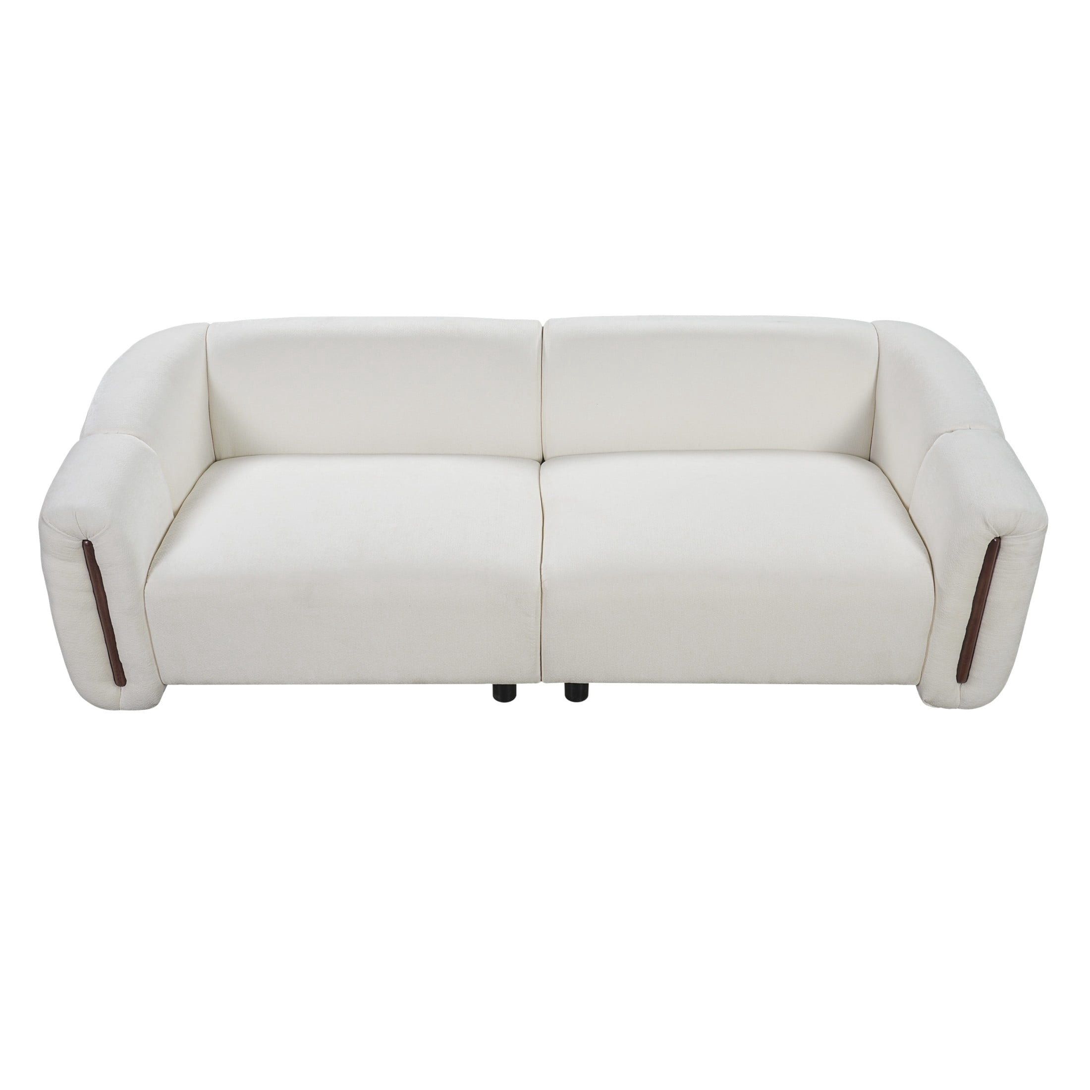 Christopher Knight Home 87.4" Modern Curved Upholstered 3-Seater Sofa with Wide Armrest, Beige