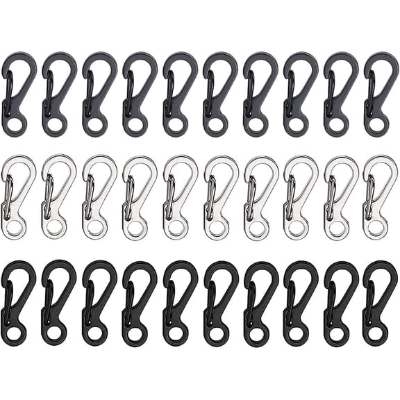 30 Pcs Small Keychain Clip for Keys Carabiner Clip for Keys,Mini Carabiner Clips (Black Silver Gold)