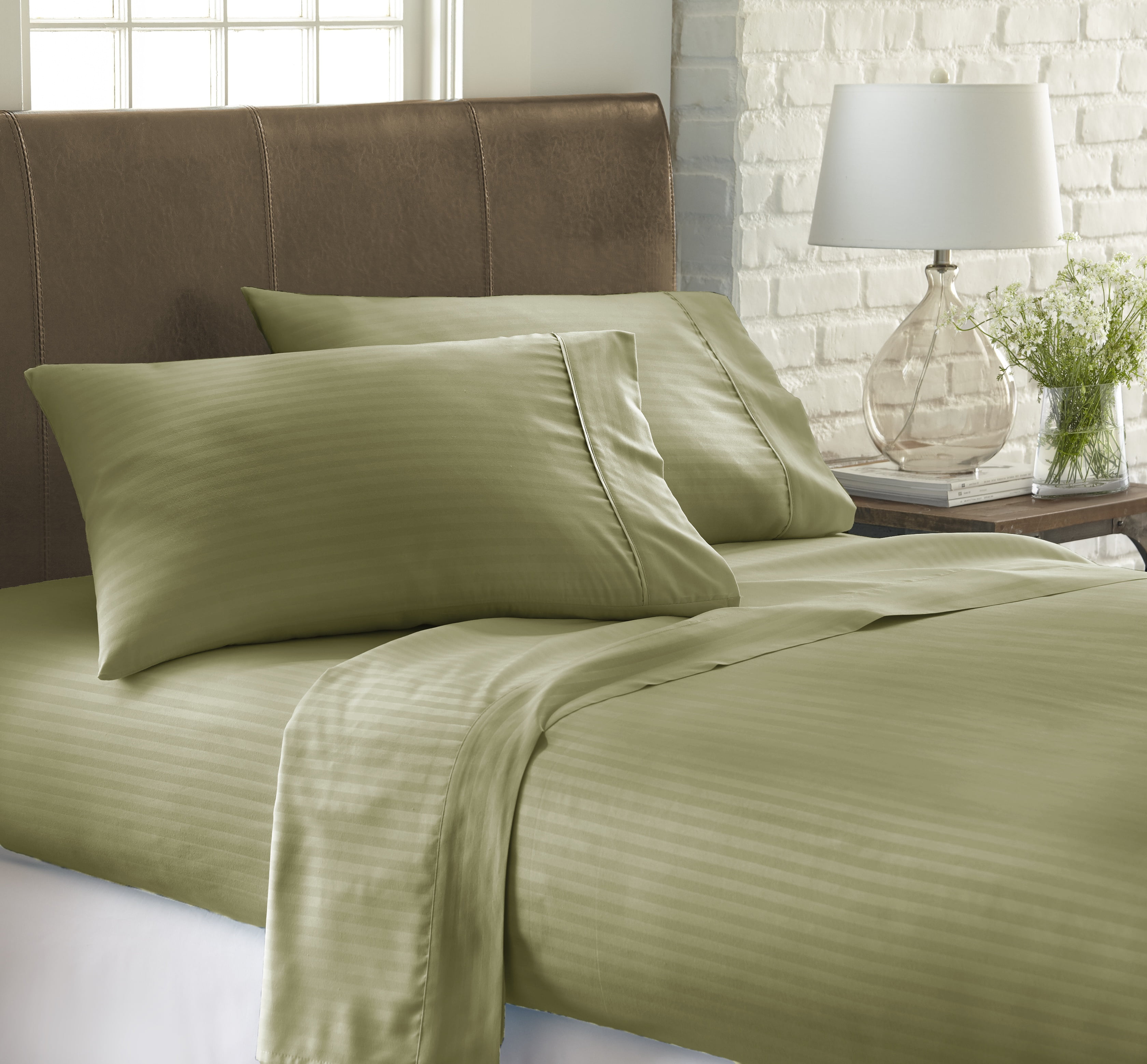 Simply Soft 4 PieceEmbossed Striped - Full - Sage