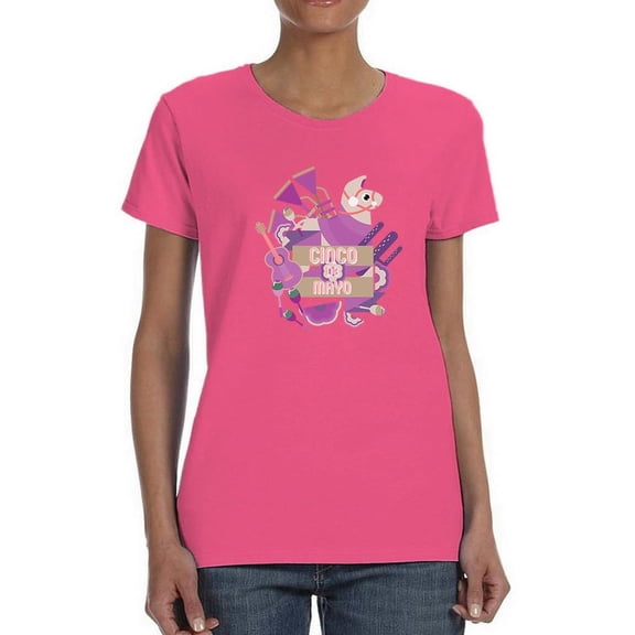 Cinco De Mayo Pink Props Shaped T-Shirt Women -Image by Shutterstock, Female Small