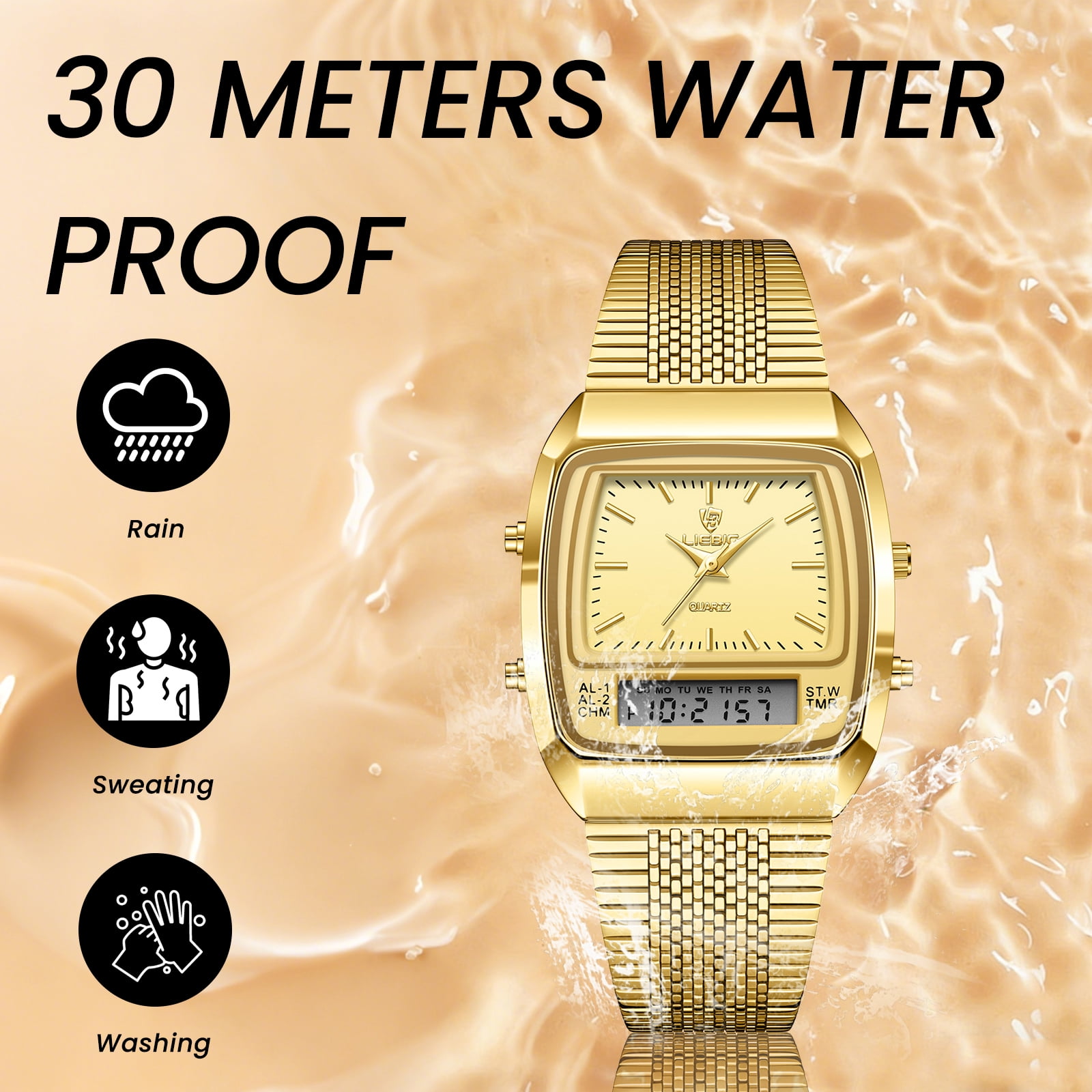 SKMEI Watch for Men Retro Analog Digital Watches Square Dual Display Men's Watches Luxury Stylish Casual Wristwatches