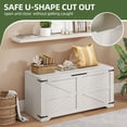 thumbnail image 6 of Uforic 39.4" Farmhouse Storage Chest, Storage Bench with 2 Safety Hinges, Retro Wooden Storage Organizer, Shoe Bench - White, 6 of 11