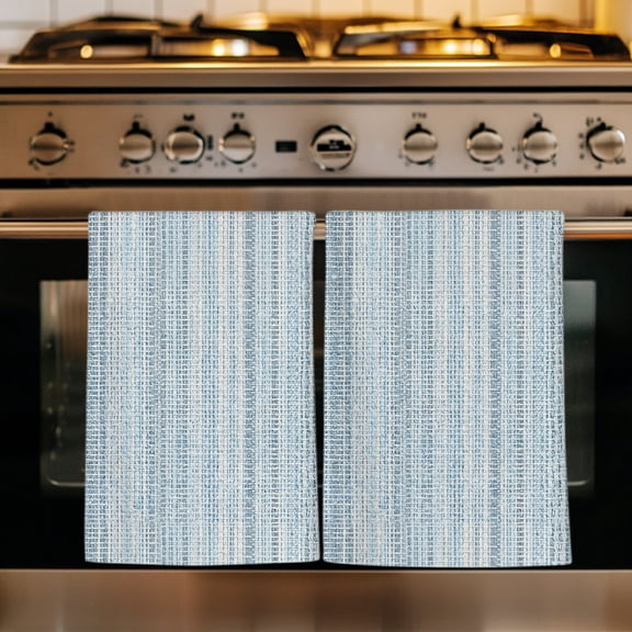 Rustic Haze Blue Kitchen Towels Set of 1, Farmhouse Vertical Striped Art Absorbent Dish Towels for Kitchen, Microfiber Hand Towel, Quick Drying Tea Towel for Cleaning Decorative Dishcloths