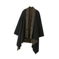 thumbnail image 4 of Cárdigan de hombre de mezcla de algodón, informal, étnico, con dobladillo irregular, cárdigan ligero Negro, 4 of 8