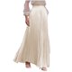 thumbnail image 3 of TaTaai Women Fashion Casual Solid Color Elastic Waist Pleated Ankle Length Skirt Lightweight Breathable Soft Fabric Machine Washable No Fading Versatile Daily Office Street Wear Maxi Skirt Gift, 3 of 7