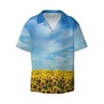 thumbnail image 3 of Goofa Blooming Sunflower Field Printed Men's Casual Short-sleeved Shirt,Lightweight Breathable Button-down,Summer Casual men's top,Versatile Fashion shirt-, 3 of 7