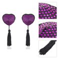 thumbnail image 2 of Women Nipple Pasties Covers Rhinestones Heart Shape Reusable Raves Party Breast Stickers Bra Pads Petals with Tassels, 2 of 9