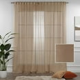 thumbnail image 2 of 3S Brother's Brown Linen Look Extra Long Set of 2 Panels Sheer Curtains Rod Pocket & Back Tab Home Décor Window Custom Made Drapes 10-30 Ft. Long -Made in Turkey Each Panel (100"W x 228"L), 2 of 6