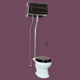 thumbnail image 2 of Renovators Supply Dark Oak Adjustable High Tank Pull Chain Toilet w/White Round Bowl Porcelain Wooden Toilet Seat, 2 of 7
