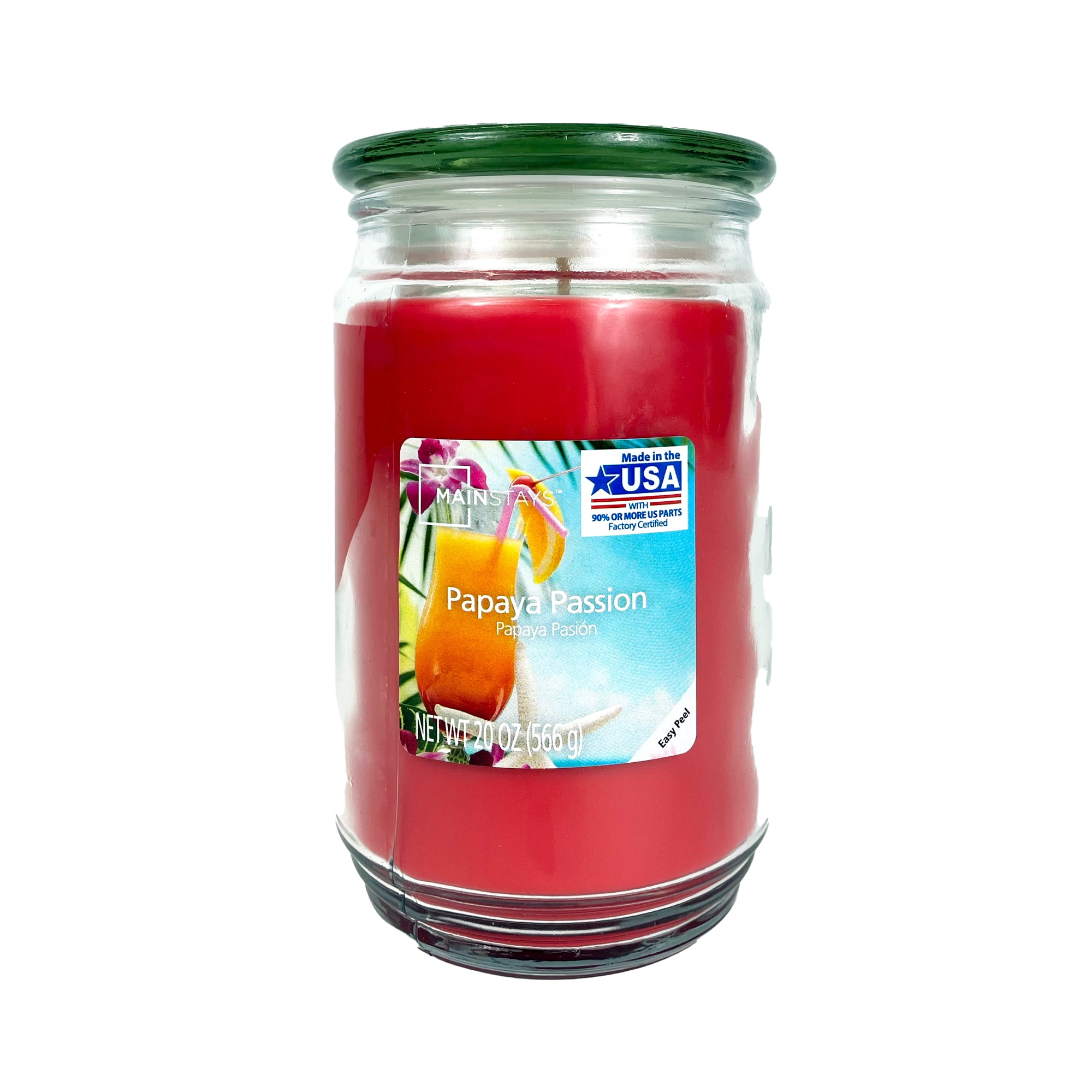 Mainstays Papaya Passion Scented SingleWick Large Glass Jar Candle, 20
