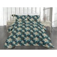 thumbnail image 2 of Ambesonne Watercolor Floral Quilted Coverlet 3 Pcs, Surreal Garden, King Size, Dark Teal Burnt Orange, 2 of 4