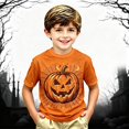 thumbnail image 2 of JAJAHO Kids Boys Pumpkin T Shirt Halloween Shirt Short Sleeve Crew Neck Pumpkin Graphic Tees 2-13Y, 2 of 4