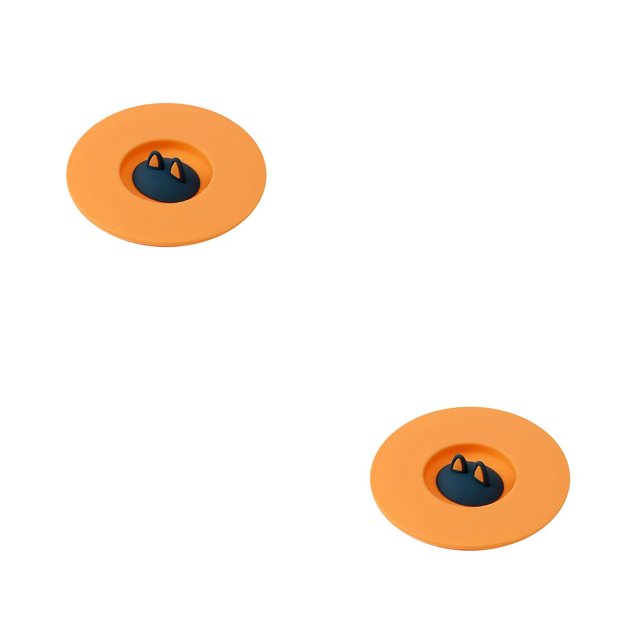 Billuyoard Tapas de taza de dibujos animados con soporte para cuchara, cubierta de taza a prueba de fugas, vasos de vidrio desmontables, botella Naranja 2piezas