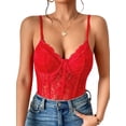 thumbnail image 1 of GHSDFBB Combinaison Bustier en Dentelle pour Femmes, Justaucorps Sans Manches Ajusté en Maille Transparente, 1 of 7
