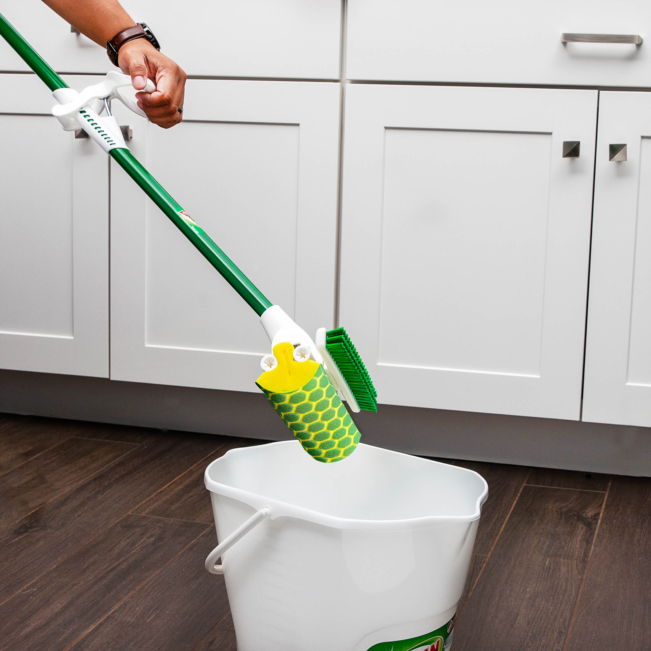 Libman Nitty Gritty Sponge Mop with Scrub Brush, Green photo 2