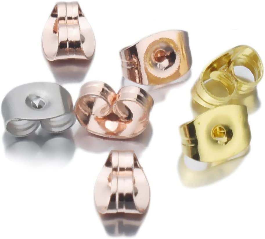 100pcs Stainless Steel Hard Earring Backs Butterfly Ear Back Stud Earrings Care Cap Women's Earring DIY Jewelry Ear Pin Back XS426 (Color : Gold) - image 2 of 4