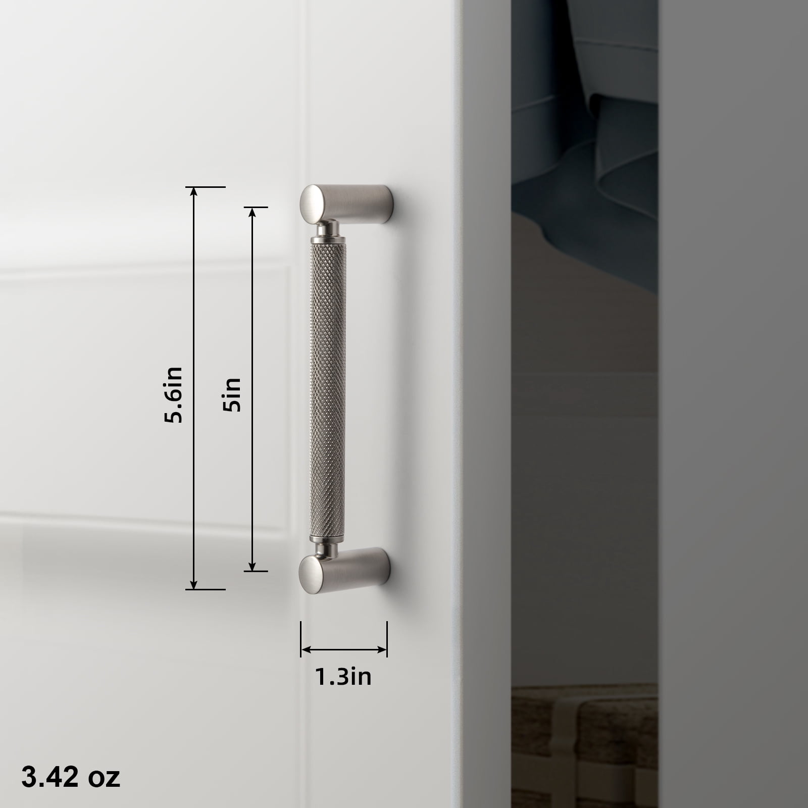 Goo-Ki 6 Pack 3''(76mm) Hole Center Satin Nickel Cabinet Pulls, Zinc Alloy Knurled Grip Cabinet Handles for Drawer,Dresser,Cupboard Wardrobe Cabinet